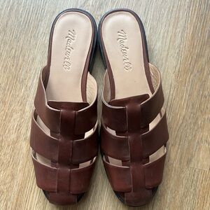 Madewell Dark Brown Leather Woven Sandals